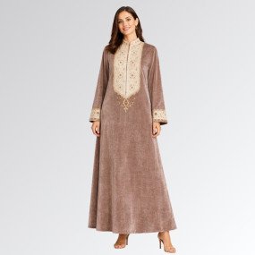 Beige brown velvet with lace